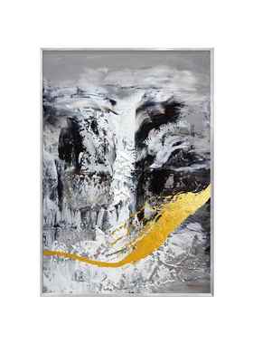 手绘抽象油画玄关手装饰画竖现代轻奢走廊画客厅立体艺XHT纯术挂