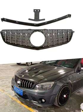 适用于2009-2011款W204真C63竖条GT款中网原车替换