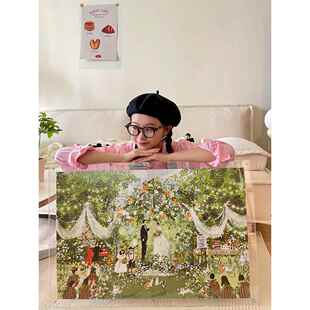 猫空婚礼进行时拼图专用高透亚克力3层框可挂可靠墙