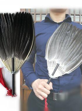 诸葛亮孔明的羽毛扇子 雁鸥鹅毛扇子 男乌木柄诸葛亮孔明羽毛扇子