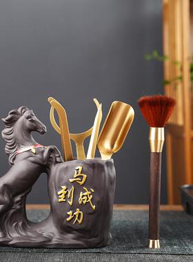 茶道六夹君子茶具配件黑木檀紫砂黑马道桶茶茶勺茶针EXV茶配件泥