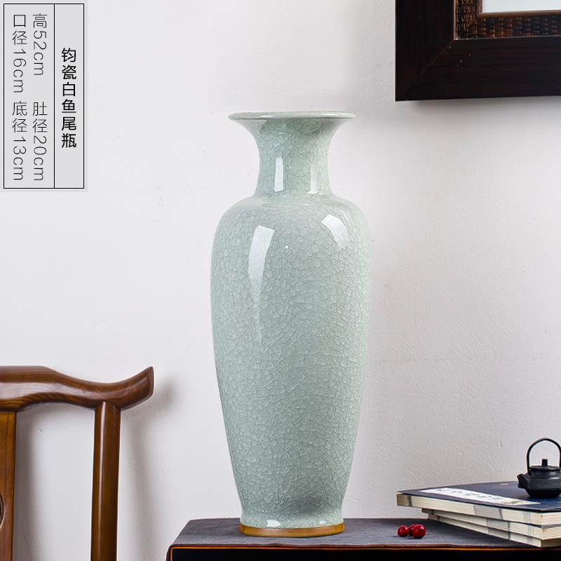 高档工德镇陶瓷大花瓶摆件客厅落地仿古钧瓷景代新中现式家居装饰