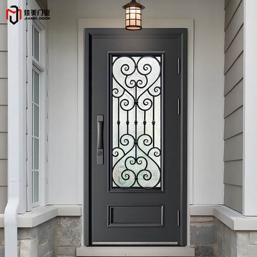 别墅大门铁艺钢化玻璃防盗门入户欧式进户门子母门法式透光庭院门