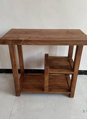 全实木茶水VUT老边榆木茶几移动实木水柜家用桌茶小型烧水台茶台