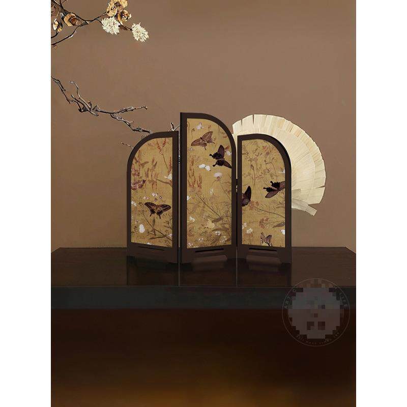 中古风墨竹屏风面摆件新式小other茶桌家居边柜中斗桌柜装饰品复