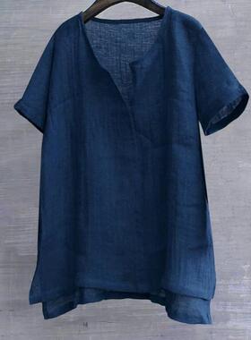 Cotton and linen monochrome men's short sleeved shirt,