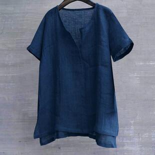 Cotton and linen monochrome men's short sleeved shirt,