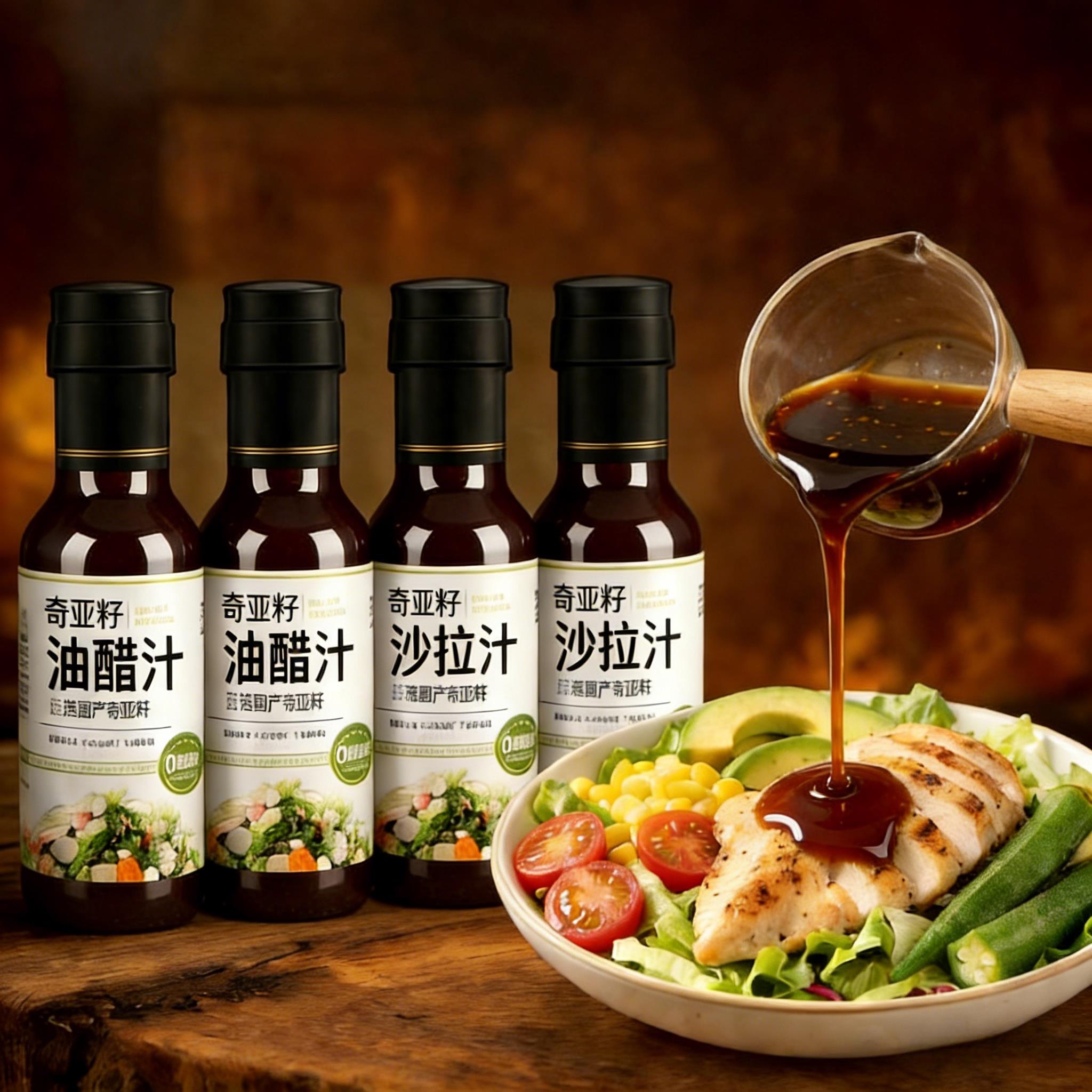农科院推荐！奇亚籽油醋汁官方旗舰店0蔗糖沙拉酱蔬菜水果拌调料