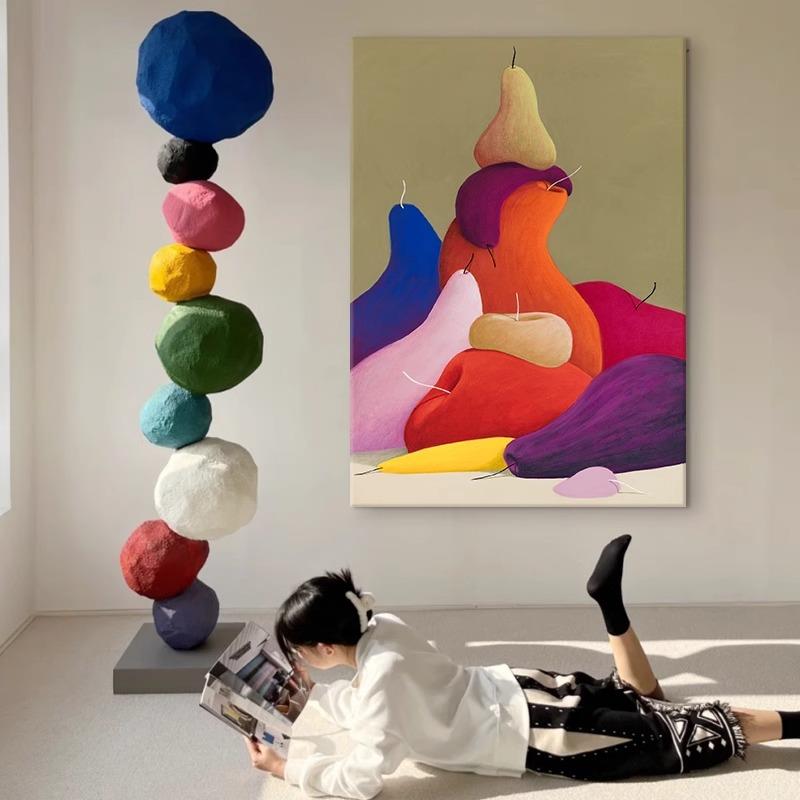 多巴胺客厅装饰画小众抽象水果艺术沙发背景墙壁画ins风卧室挂画图片