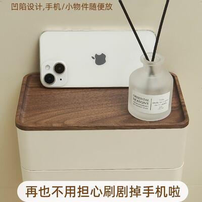 实木厕纸架客厅置物免打卫生间巾架孔厕所纸纸巾MLD001盒架多层卷