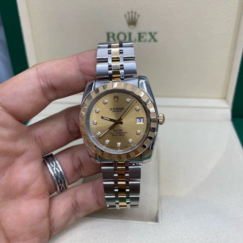 98新帝舵经典系列钢18K金自动机械手表正品38MM男表21013-0007