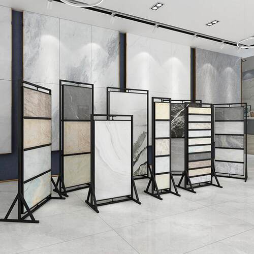 瓷砖展示架石材岩板大板立式旋转陶瓷展架木地板样品架子推拉双面