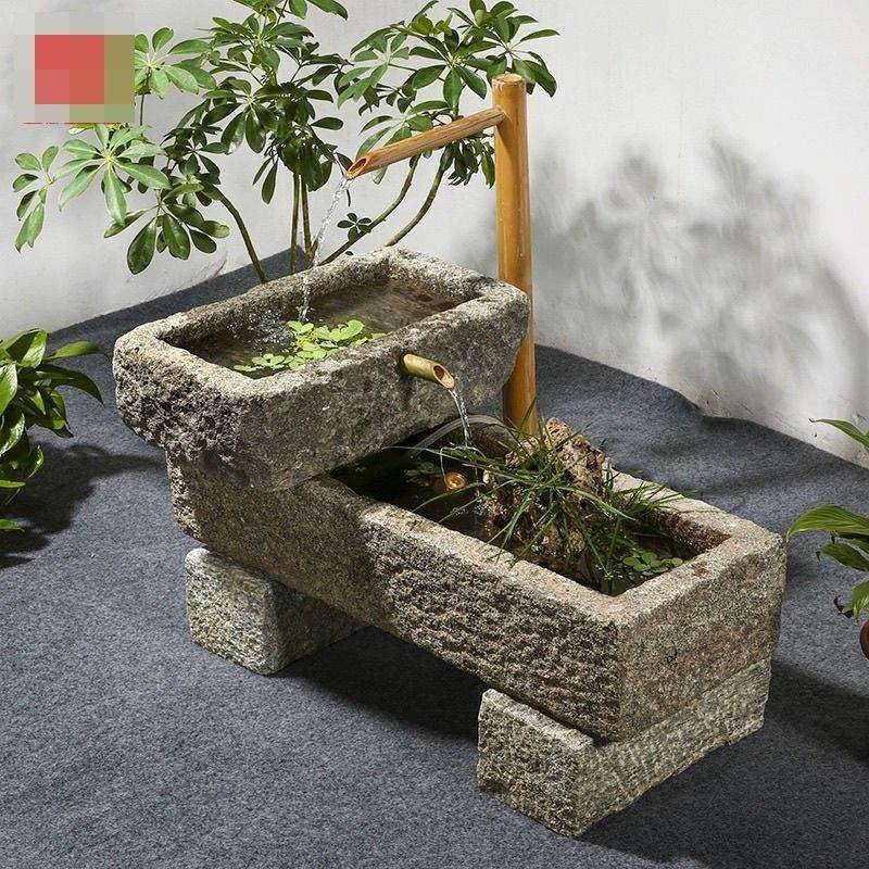 一门口石槽花盆石方oMjb0S4M形水鱼对缸阳台流水摆槽件景观庭院头
