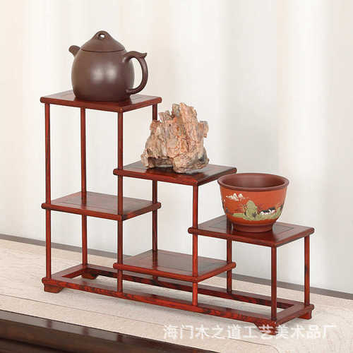 红木实木紫砂壶架子茶具置物架小博古架红酸枝多宝阁展示架底座架