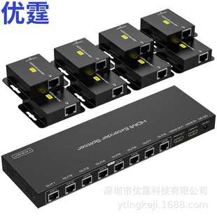 HDMI网线延长50m分配器1进8出接收端HDMI extenders Splitter 1x8