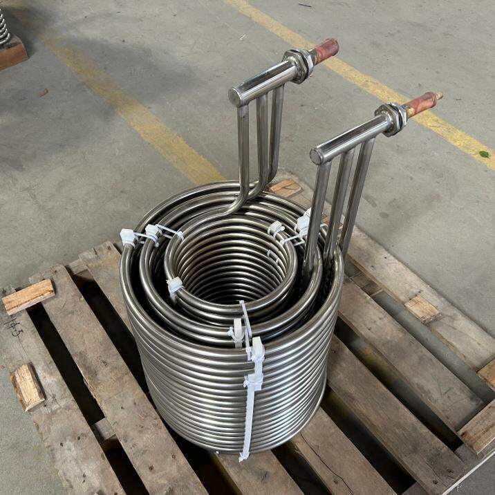 厂家直销 专业生产不锈钢盘管蒸发器SUS304L 工业冷水机冷却器