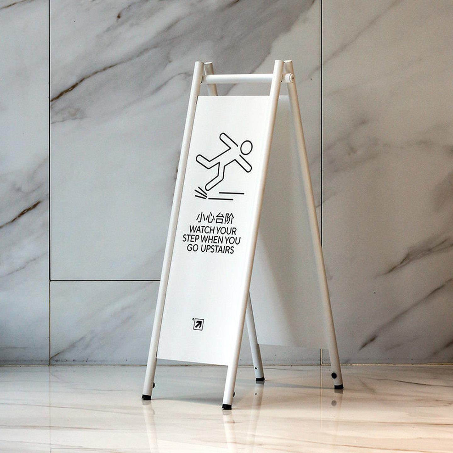 不锈钢禁止停车告示牌小心台阶地滑清洁中安全提示警示折叠牌定制