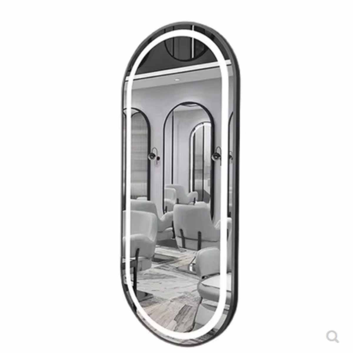 网红理发店镜台发廊专用壁挂式简约美发店落地镜LED烫染镜台触控