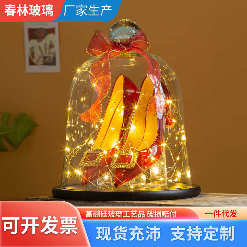 水晶铃铛婚鞋盒玻璃罩藏鞋盒透明玻璃DIY材料婚礼新娘藏鞋盒神器,家居饰品,装饰摆件,淘宝优惠券,粉丝福利购,淘宝优惠卷