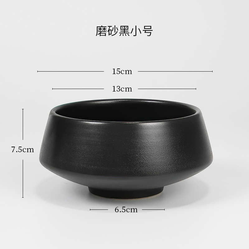 复古仿古器碗墨黑花多插花日式肉陶瓷中式花盘花禅意型器皿花道