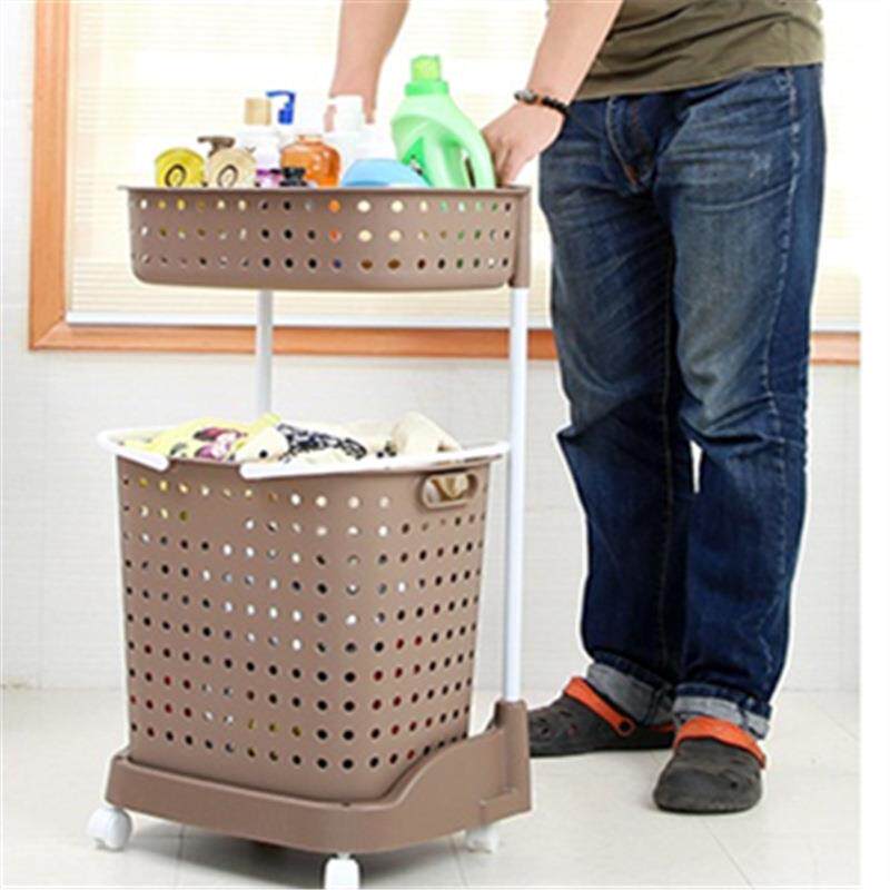 塑料两层三层脏衣篮创意SHW轮合式置物洗衣收篮纳篮组带脏衣篓