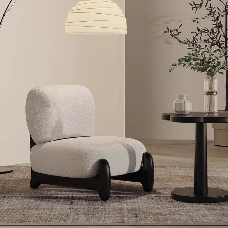 懒人沙发雪橇椅奶油风单人沙发椅小户型客厅实木单椅懒人休闲椅子