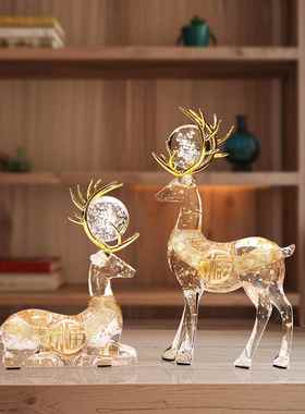 创意家居财鹿摆件一对轻奢高档客厅玄关酒招柜办电柜公室装饰S220