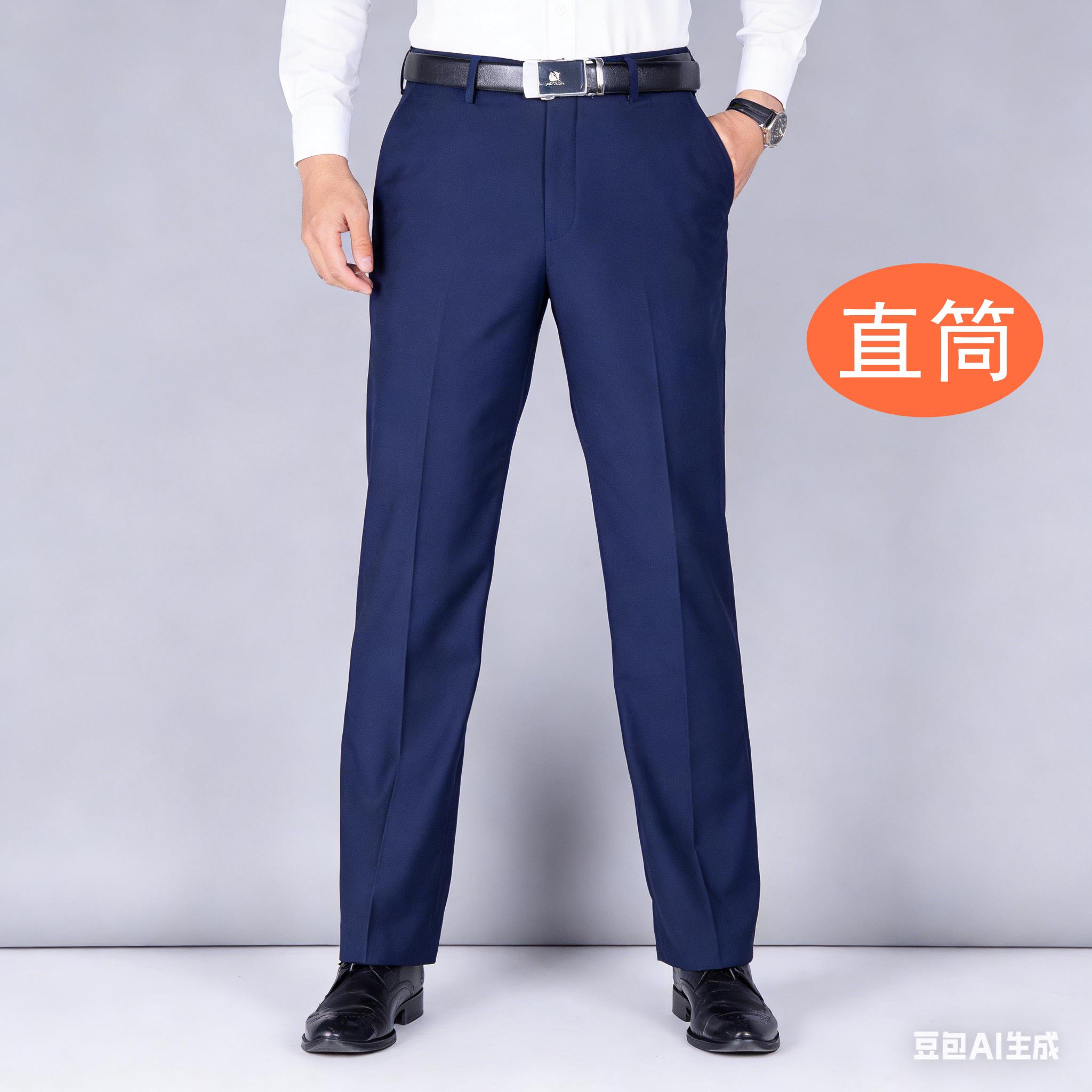 宝石蓝正装西裤男裤子蓝色商务春秋冬宝蓝银行工装直筒薄款夏长裤
