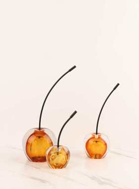 欧式创意琉璃小樱桃水果桌面摆件客厅卧室玄关电视柜软装家居饰品