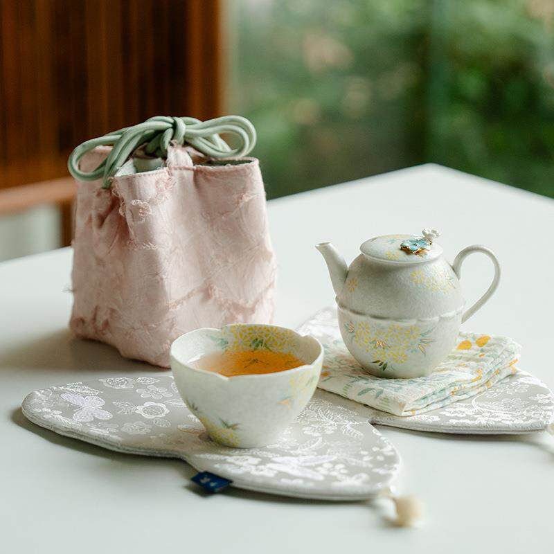 中式旅行茶具单人泡茶纯手绘小雏菊茶具套装便携式户外露营泡茶器