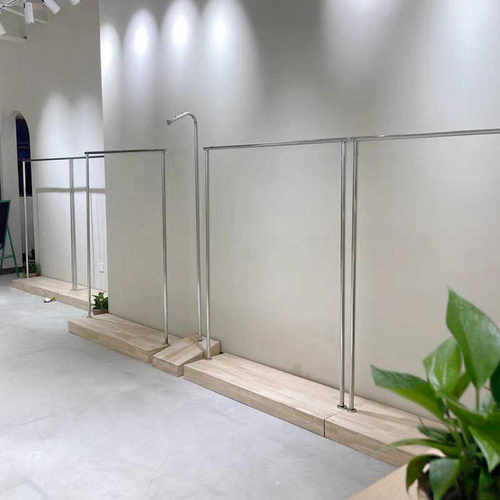 服装店衣架女装专用中岛货架不锈钢拉丝银落地原木色童装店展示架