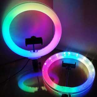 10寸RGB双面补光灯led环形手机直播拍照可调光桌面闪光灯 新款