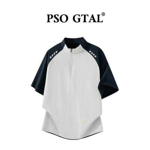 PSO GTAL2026春夏季新款半拉链休闲速干短袖T恤男女宽松户外运动