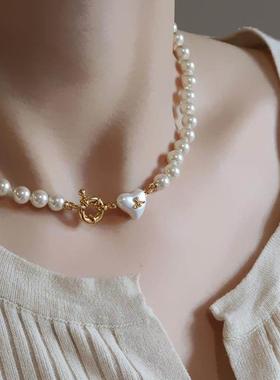 Delicate love pearl necklace women