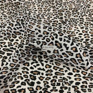 化纤面料白黑卡其迷你小豹纹肌理顺纡真丝手感雪纺春夏衬衣连衣裙