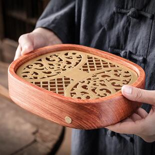 式储水简约台茶盘实木家用泡发花小号花梨方壶盘茶花梨木中式干承