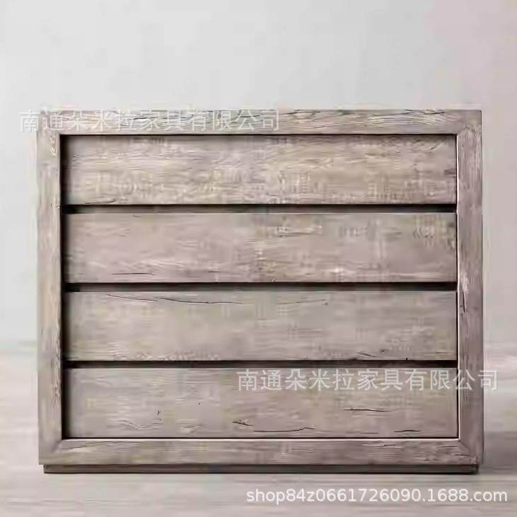 RH出口美式轻奢多斗柜复古乡村风橡木实木储物柜玄关柜网红柜