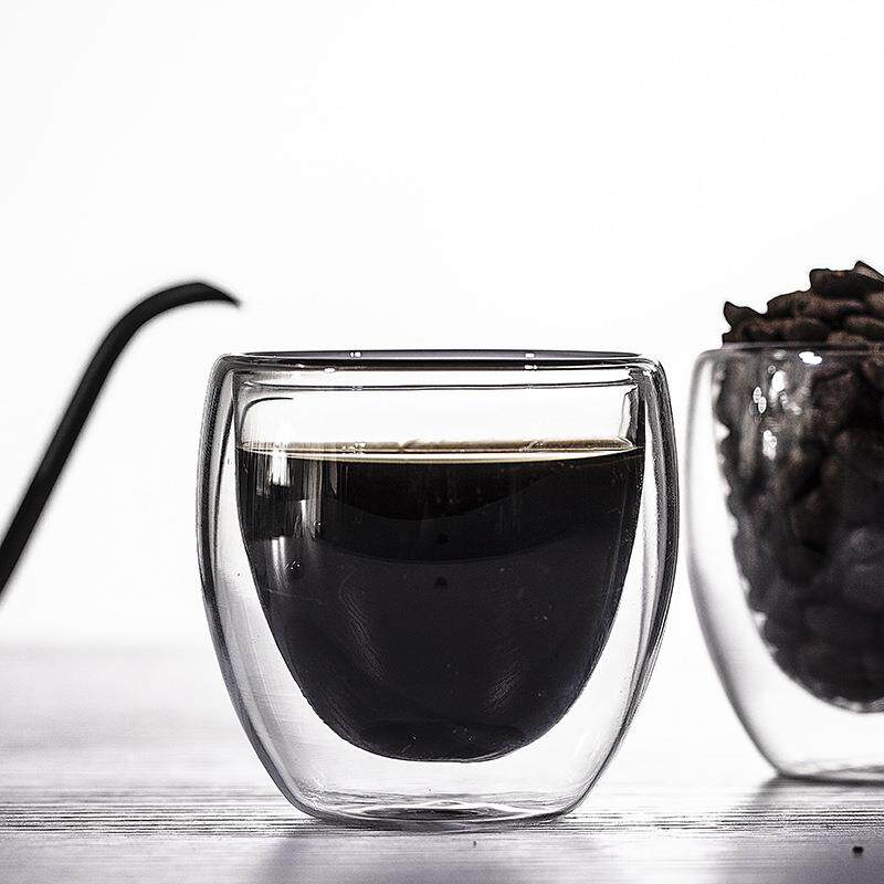 耐热玻璃奶茶杯中空防烫功夫茶杯双层品茗杯手工茶杯玻璃小咖啡杯