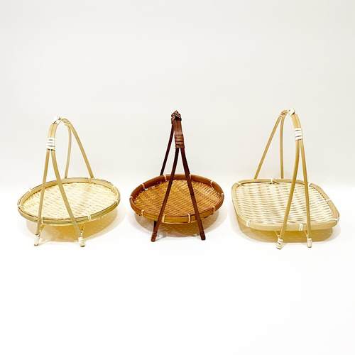 手工竹编小提篮 结婚竹编篮子茶点干果盘水果篮子 创意小竹篮竹筐