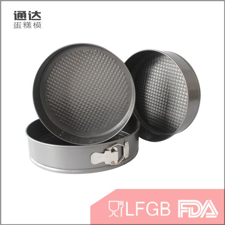 新款直销碳钢 圆三件套烘焙用具不粘活底带扣蛋糕模具烘培工具