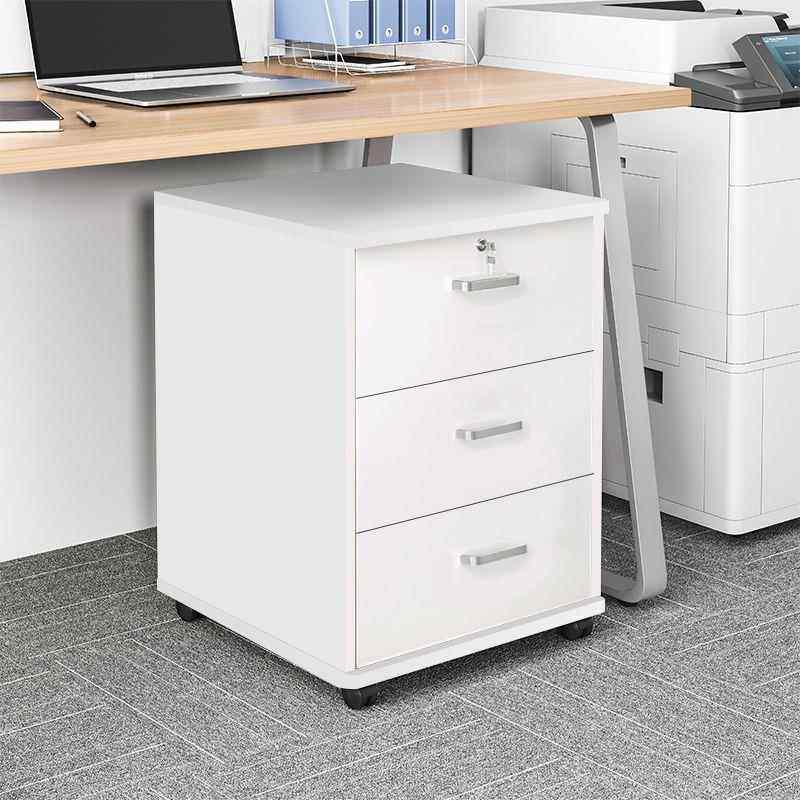 文件柜带锁可移动储物柜办公室木质抽屉柜带轮桌下收纳矮柜小柜子
