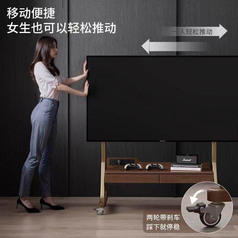 实木移支动电视机柜落地储物电视可架客厅家S232用小户型现代简约