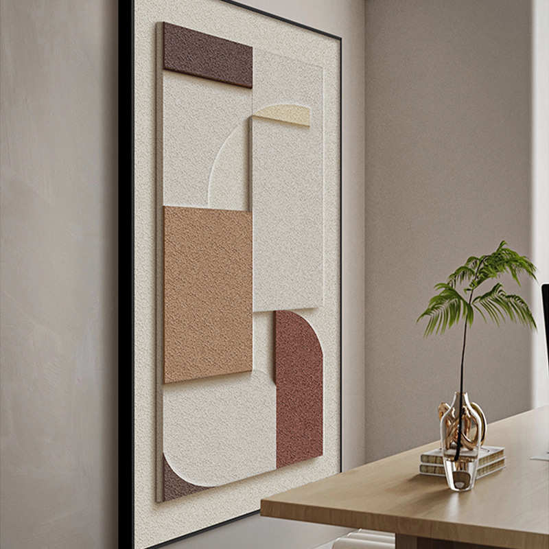 立体抽象肌理画几何侘寂风客厅装饰画卧室挂画餐厅玄关砂岩画图片