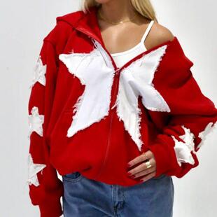 Women??s Hoodies Y2K Full Zip Up Sweatshirts Jackets With