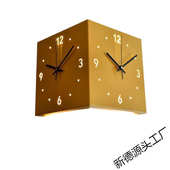 简约创意转角双面挂钟两面钟表挂钟客厅静音网红拐角时钟通用