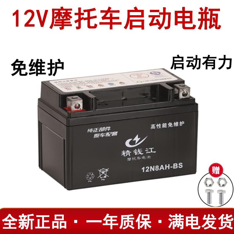 踏板摩托车电瓶12v免维护125跨骑车110弯梁车7A通用干电瓶蓄电池