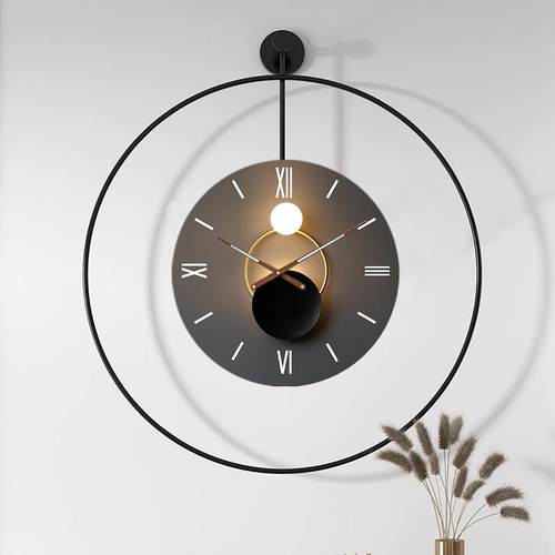 现代时尚挂钟光影艺术静音时钟高级感客餐厅钟表网红极简装饰挂表
