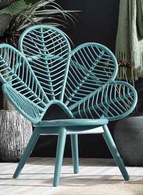 日式藤编双人沙发宿服装真店民休SED息椅藤手工两人位小藤椅单人