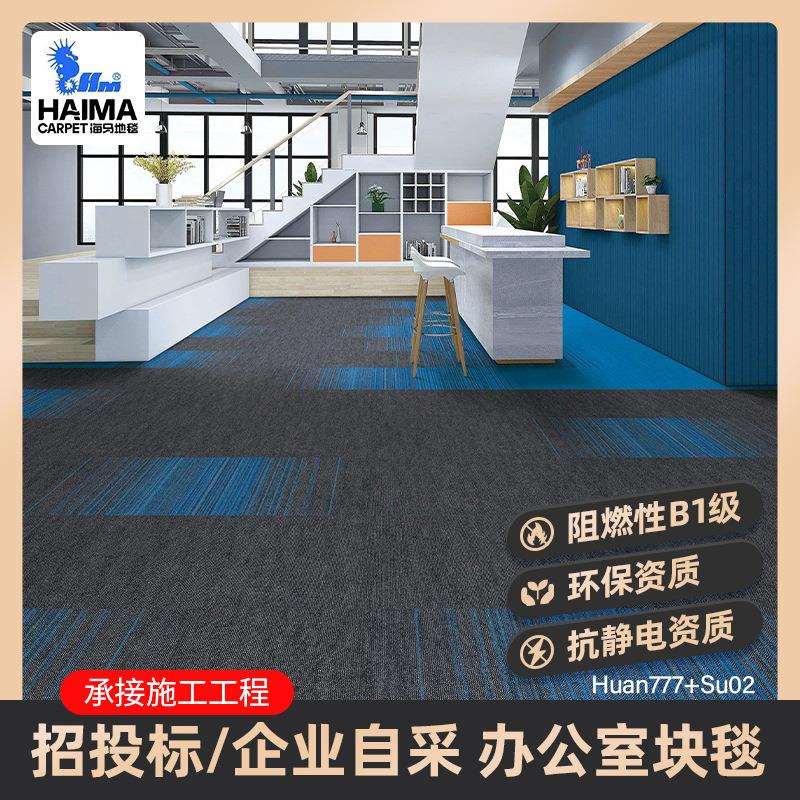 海马地毯商用办公块毯阻燃环保办公室方块尼龙现代简约条纹图片
