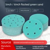 植绒砂纸5英寸6孔绿砂盘墙腻子粉抛光车抛光6英寸17孔干砂纸